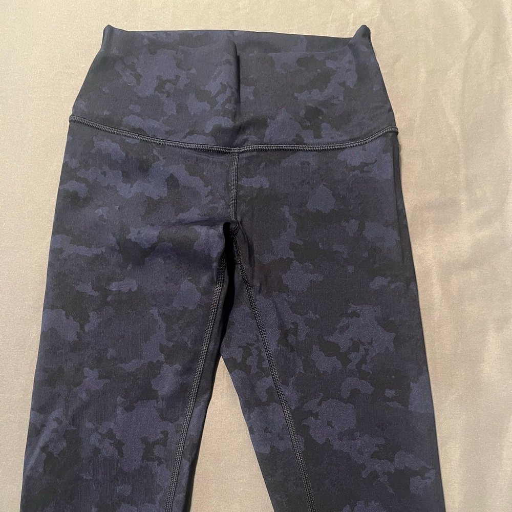 Blue camo-ish lululemon leggings.
